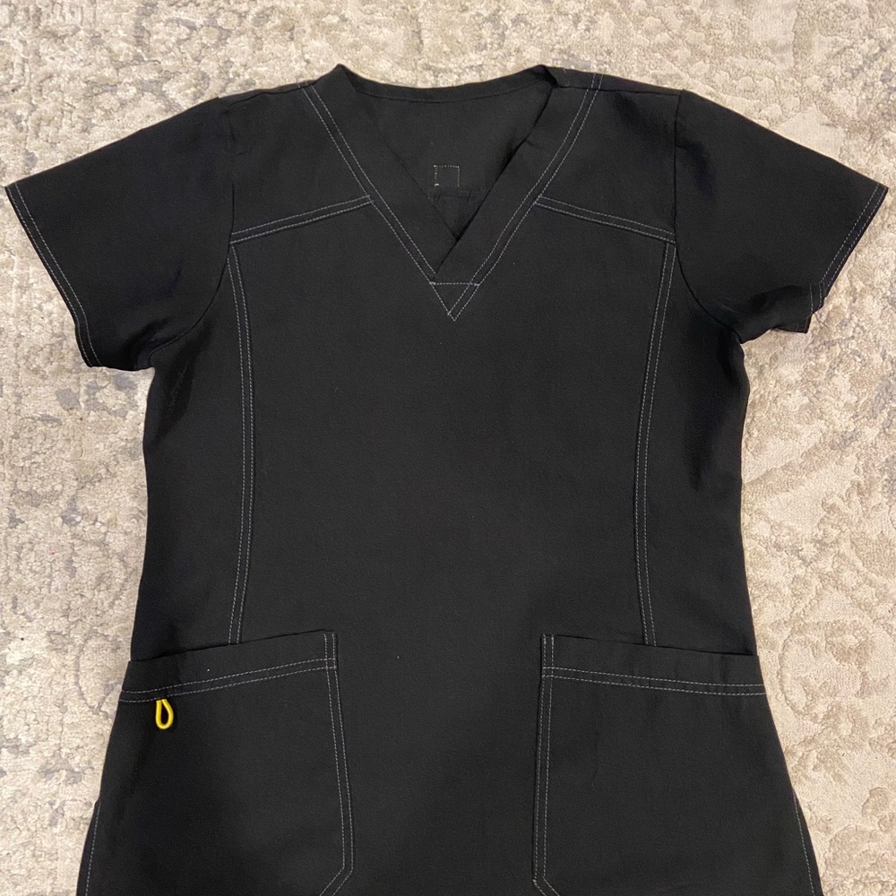 Black V-Neck Scrub Top